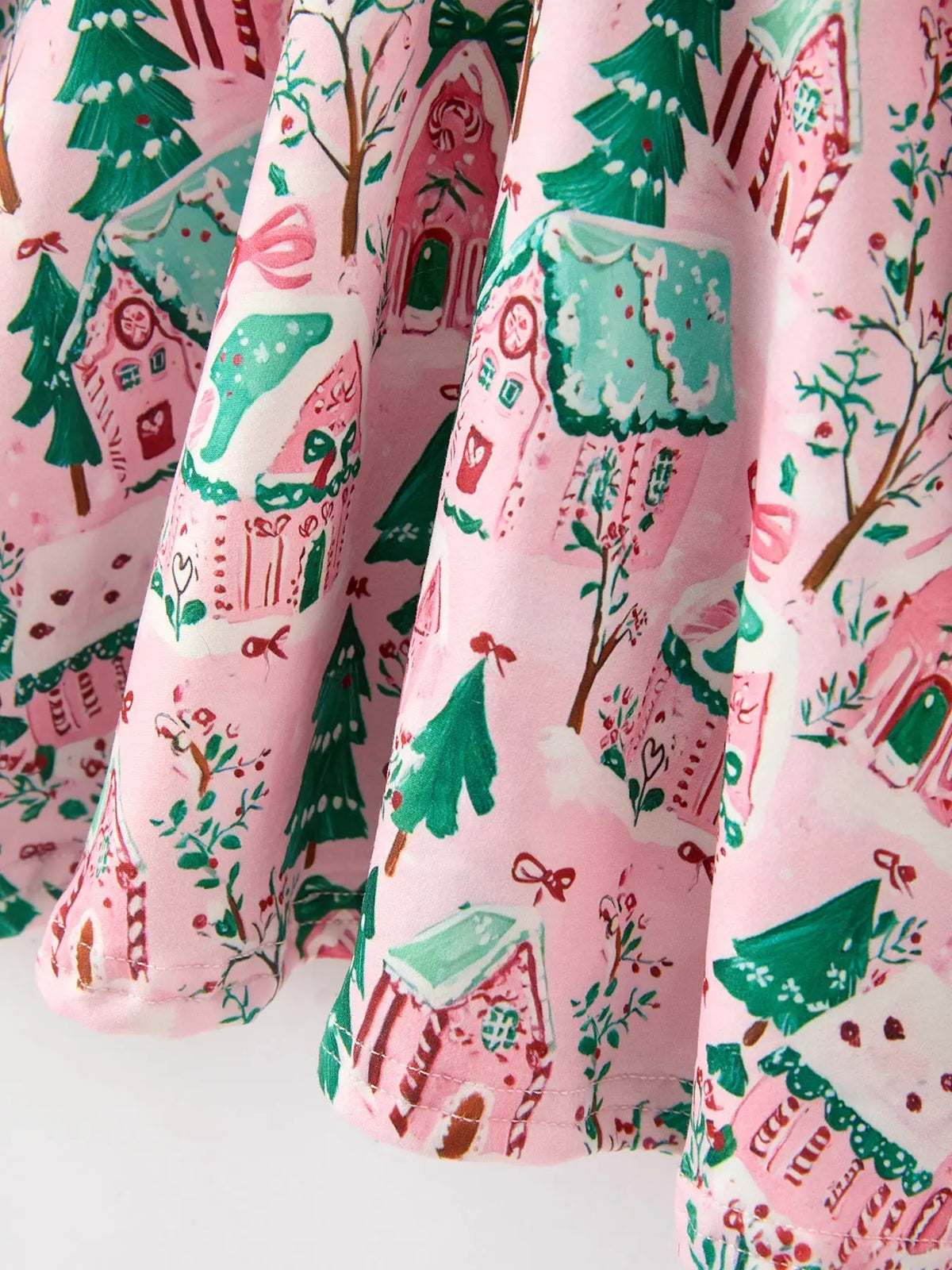 Christmas Girls Pink Holiday Village Print Twirl Dress Rylee Faith Designs