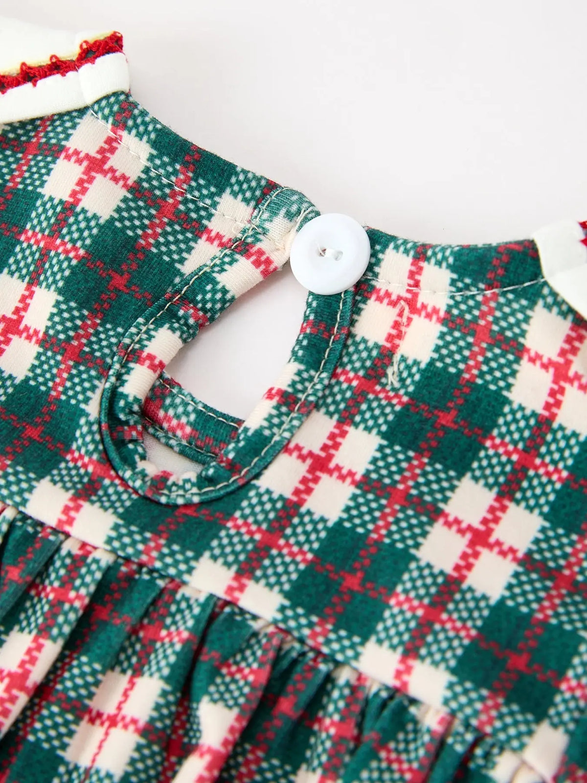 Baby Girl Christmas Plaid Wreath Embroidery Bubble Romper Rylee Faith Designs