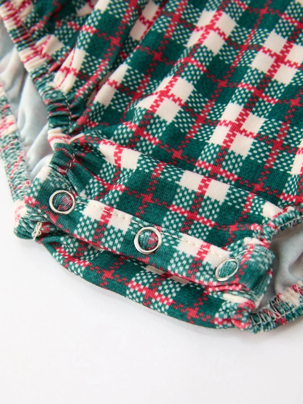 Baby Girl Christmas Plaid Wreath Embroidery Bubble Romper Rylee Faith Designs