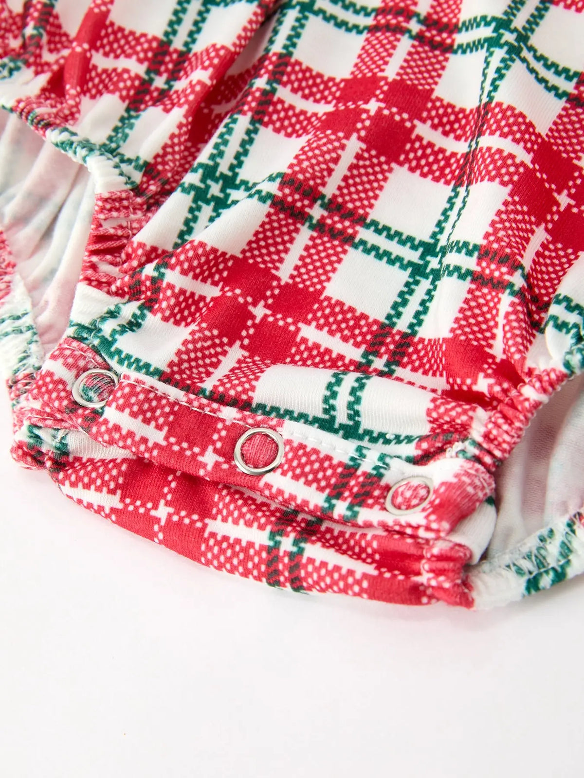 Red Christmas Plaid Wreath Baby Girl Bubble Romper Rylee Faith Designs