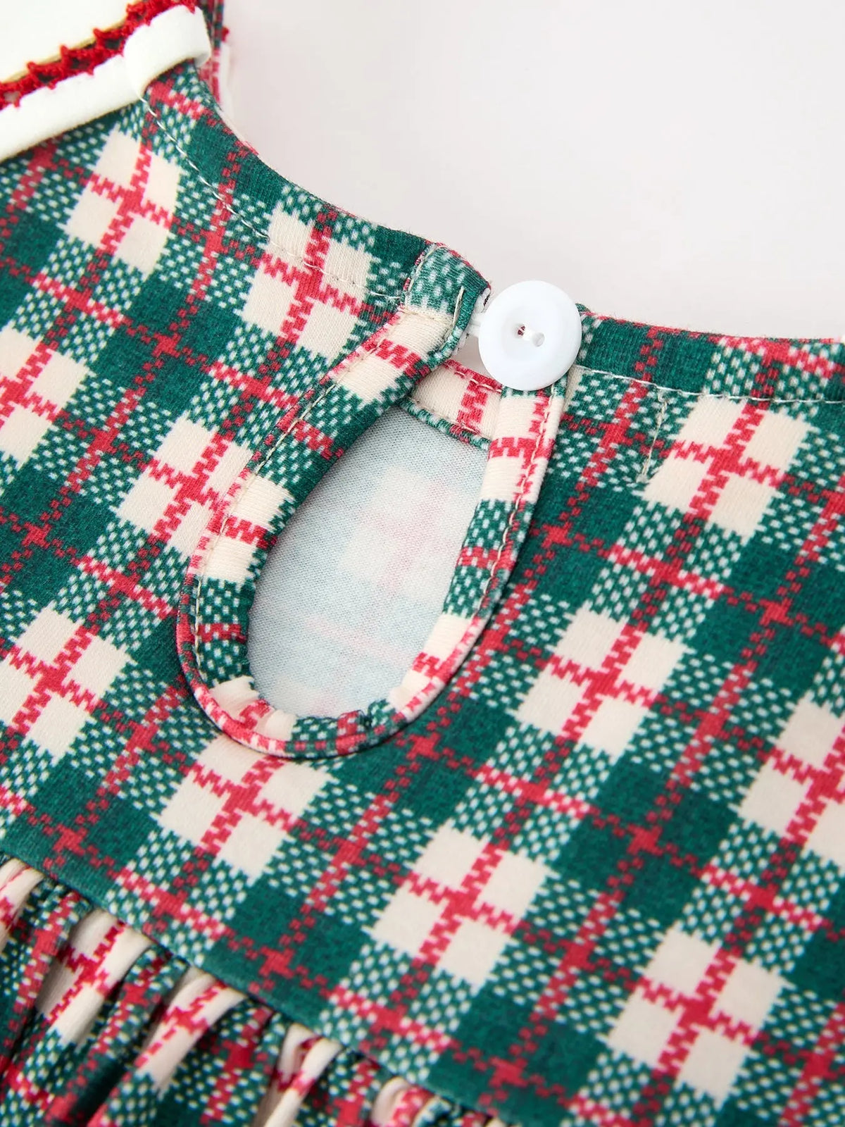 Baby Girl Christmas Plaid Embroidered Dress Wreath Collar Rylee Faith Designs