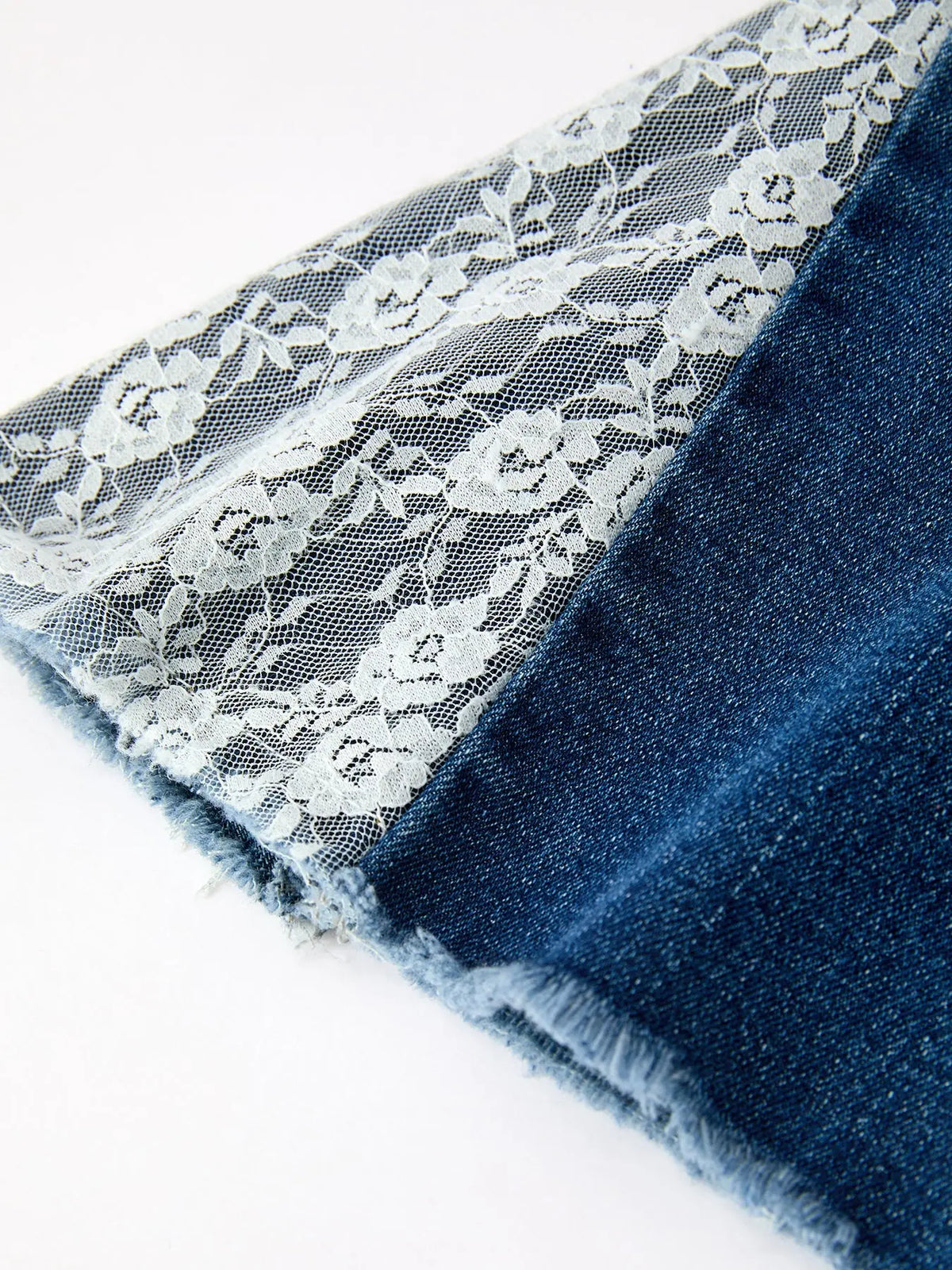 Girls Denim Bell Bottom Pants Lace Flare Jeans