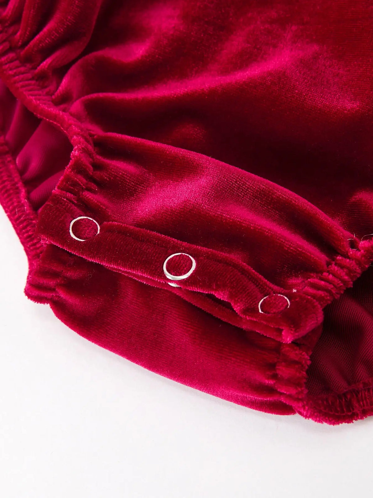 Christmas Velvet Smocked Baby Bubble Romper with Pearl Detail Rylee Faith Designs