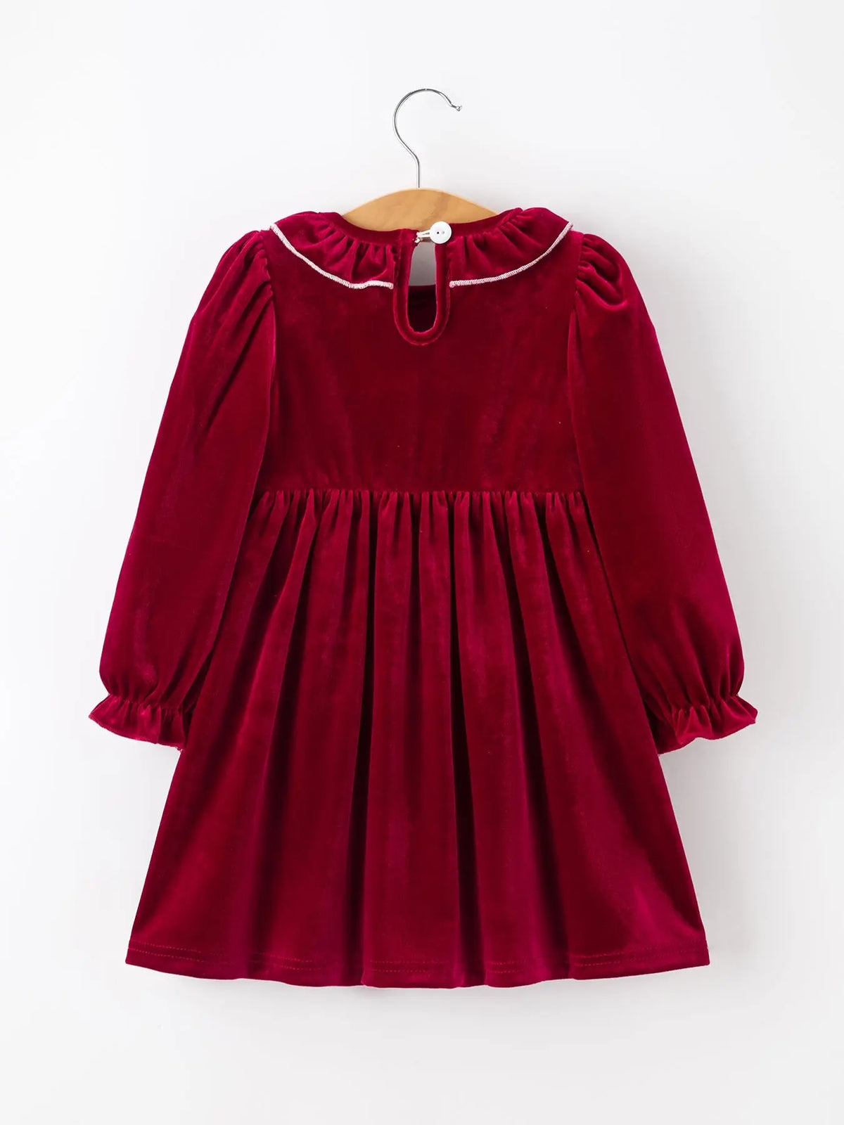 Christmas Velvet Smocked Girls Dress with Pearl Detail Rylee Faith Designs