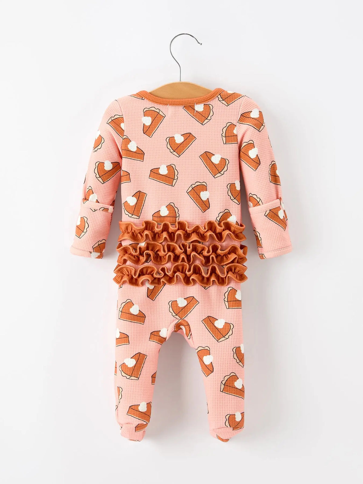 Girls Thanksgiving Pumpkin Pie Waffle Baby Girls Sleeper