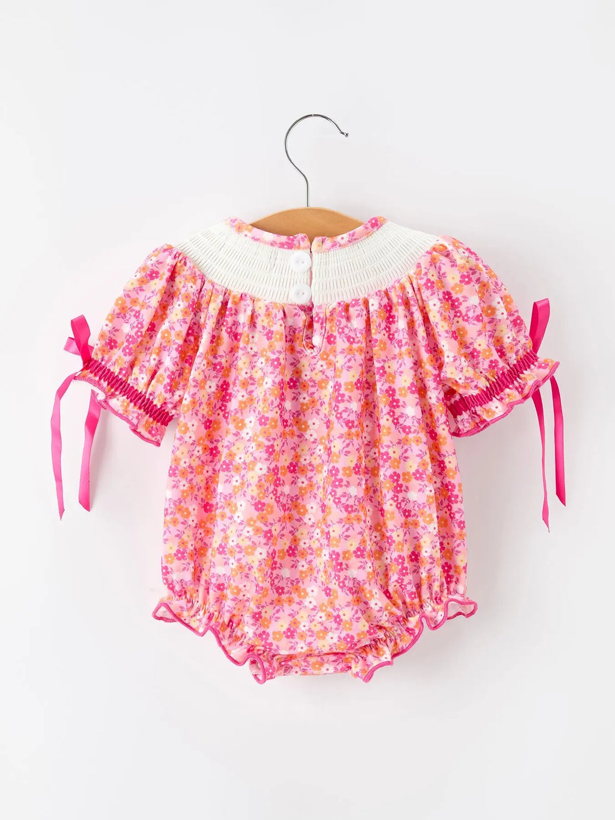 Girls Halloween & Thanksgiving Floral Smocked Bubble Romper Rylee Faith Designs