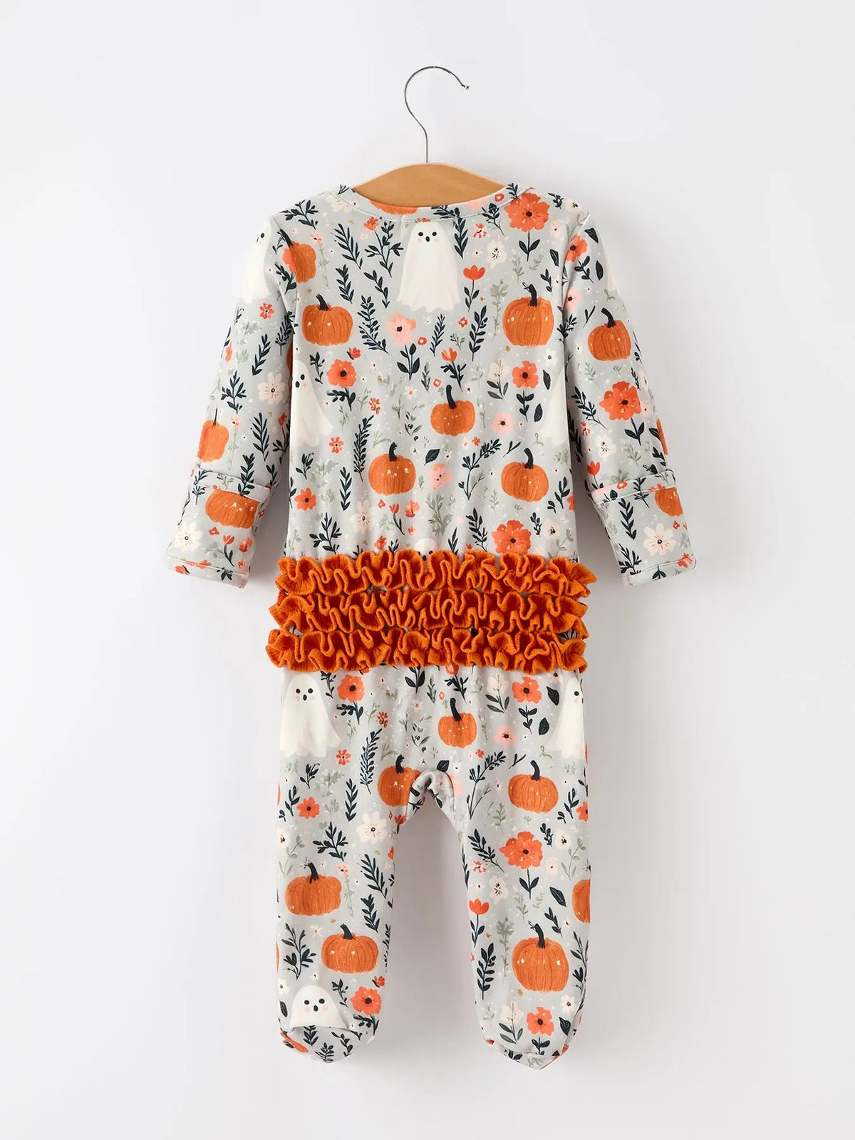 Baby Halloween Pumpkin Ghost Zip Romper Rylee Faith Designs