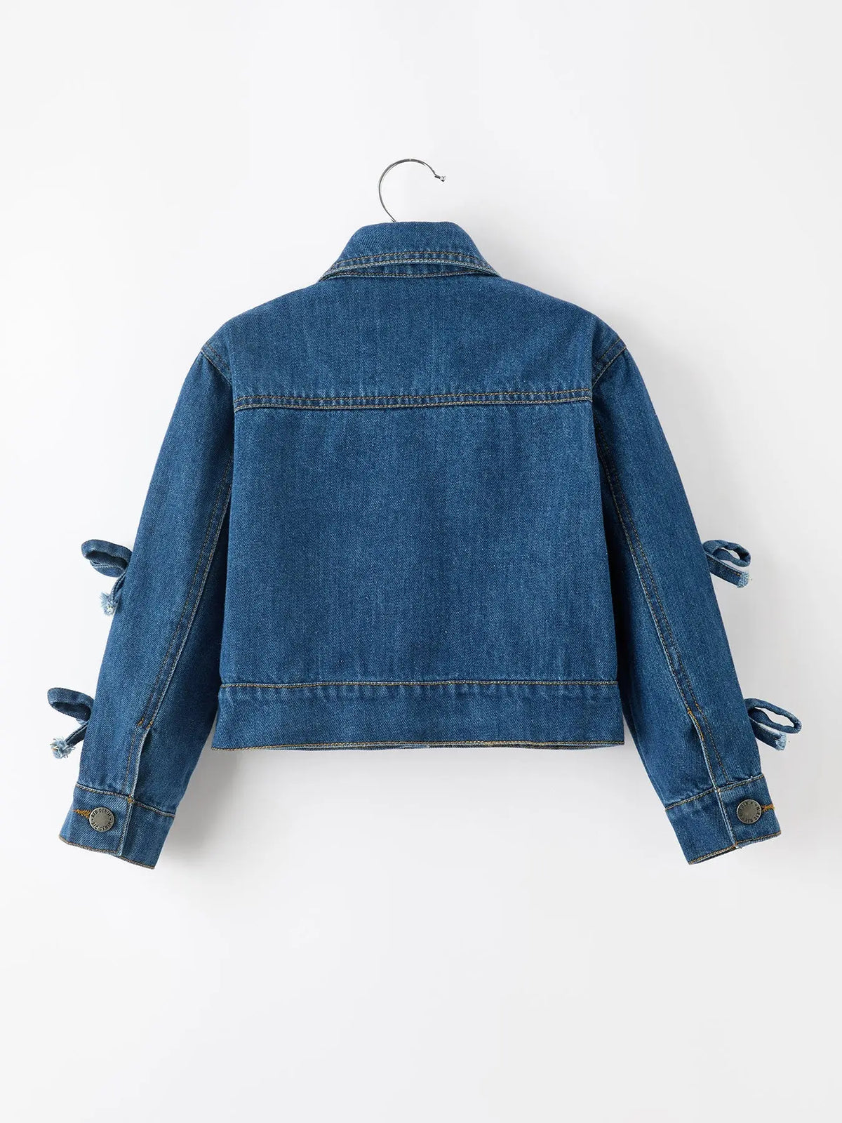 Girls Denim Bow Sleeve Button-Front Jacket Rylee Faith Designs
