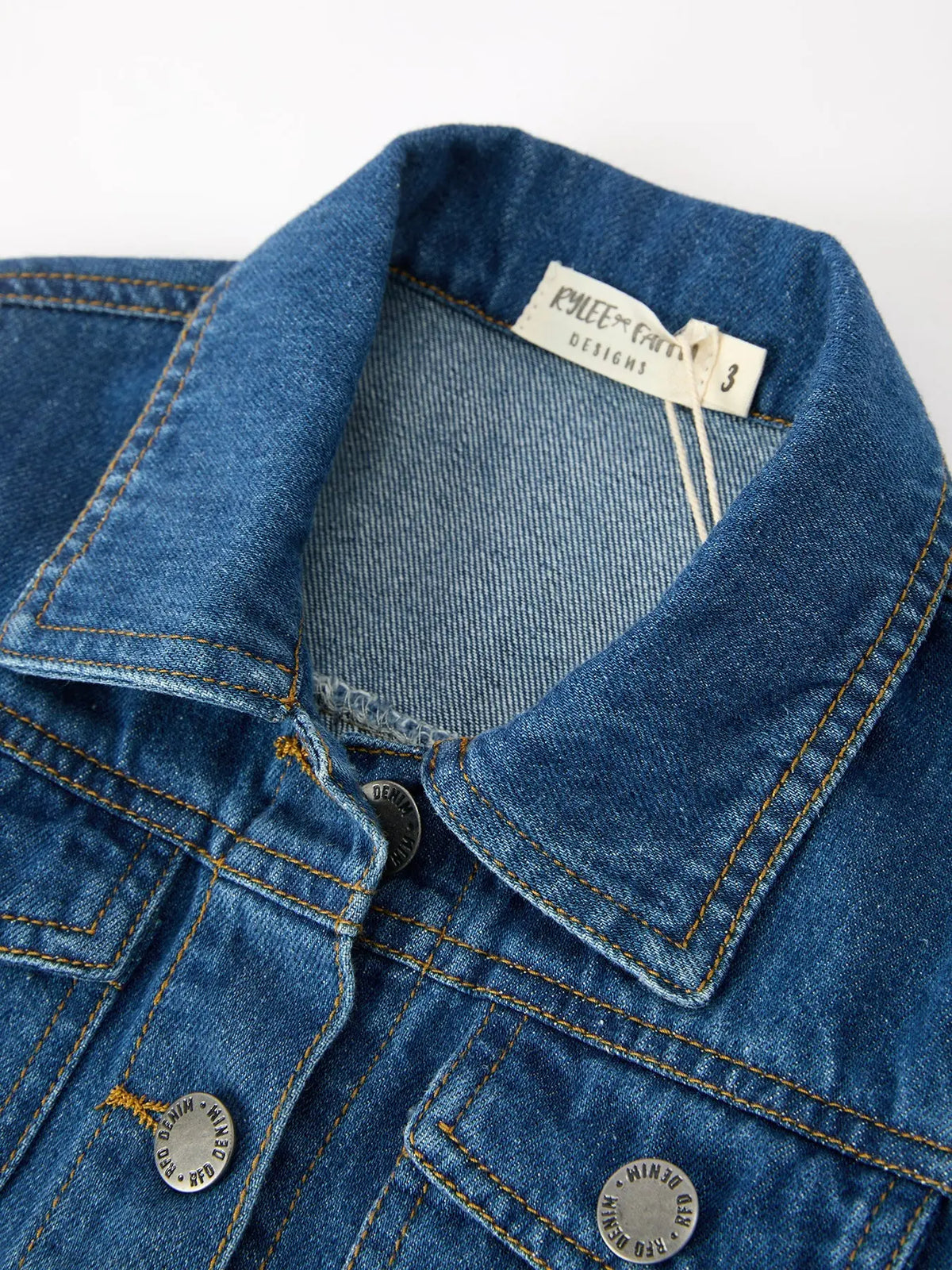 Girls Denim Bow Sleeve Button-Front Jacket Rylee Faith Designs