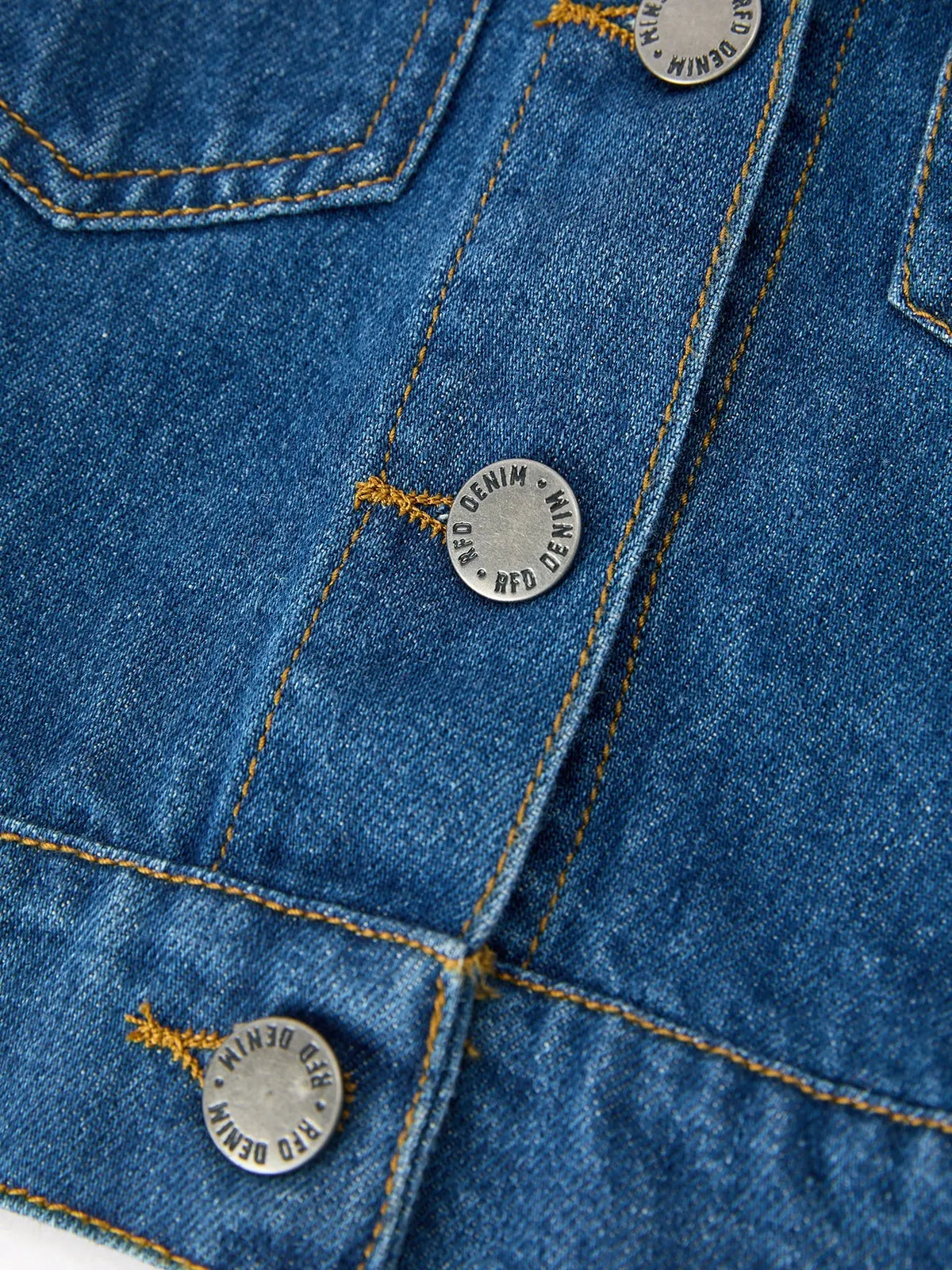 Girls Denim Bow Sleeve Button-Front Jacket Rylee Faith Designs