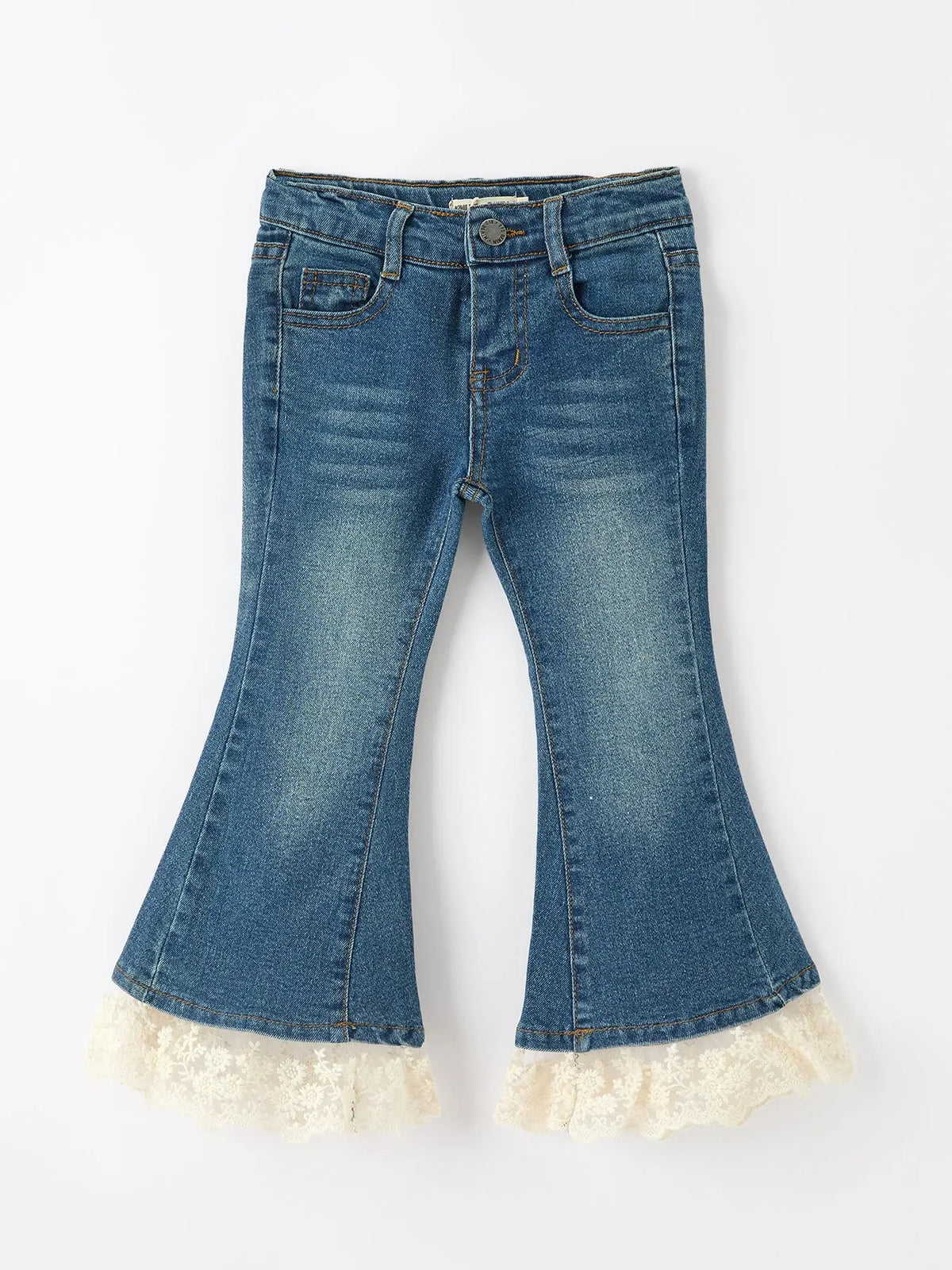 Girls Denim Lace Trim Bell Bottom Jeans Rylee Faith Designs