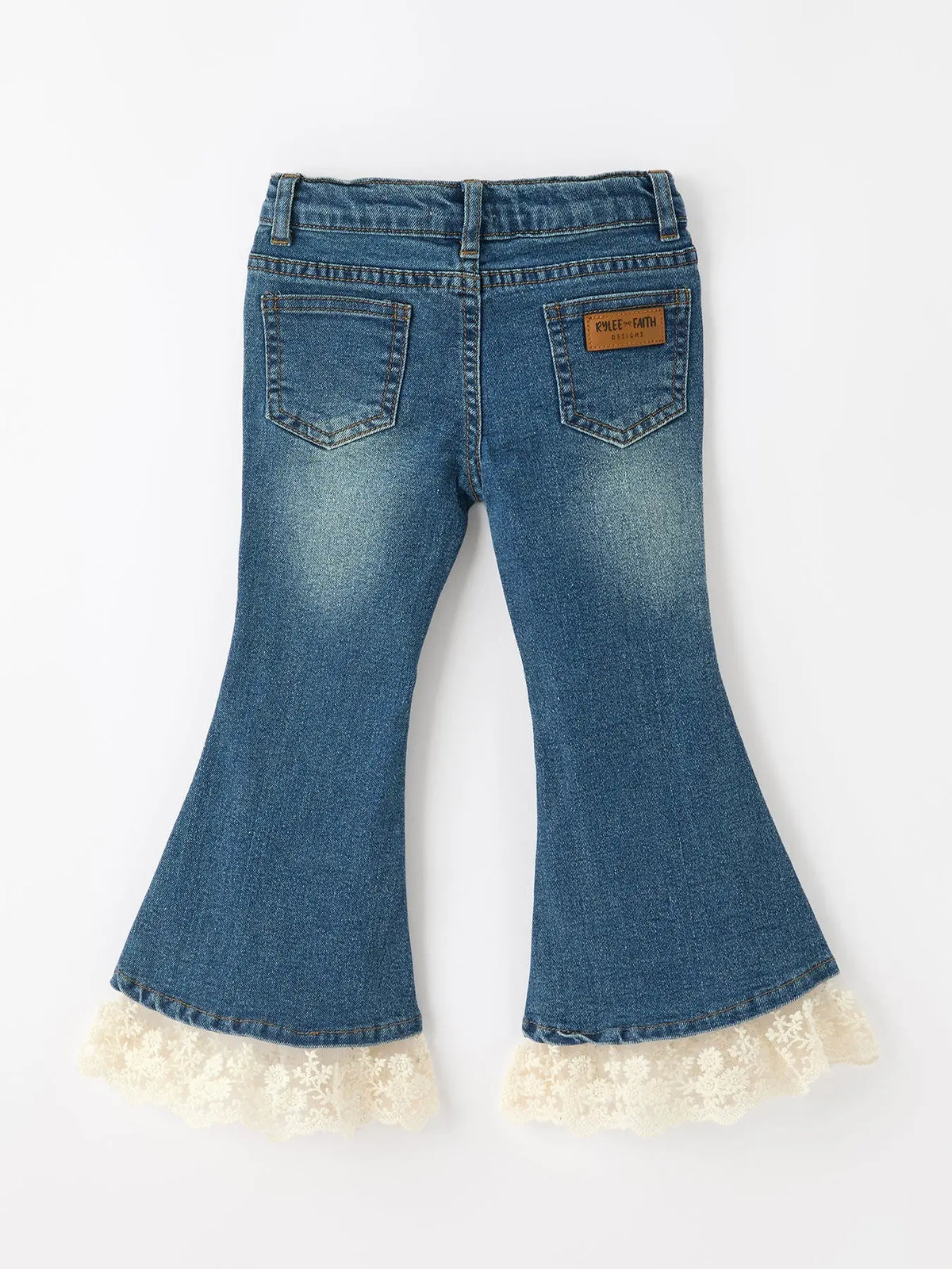 Girls Denim Lace Trim Bell Bottom Jeans Rylee Faith Designs