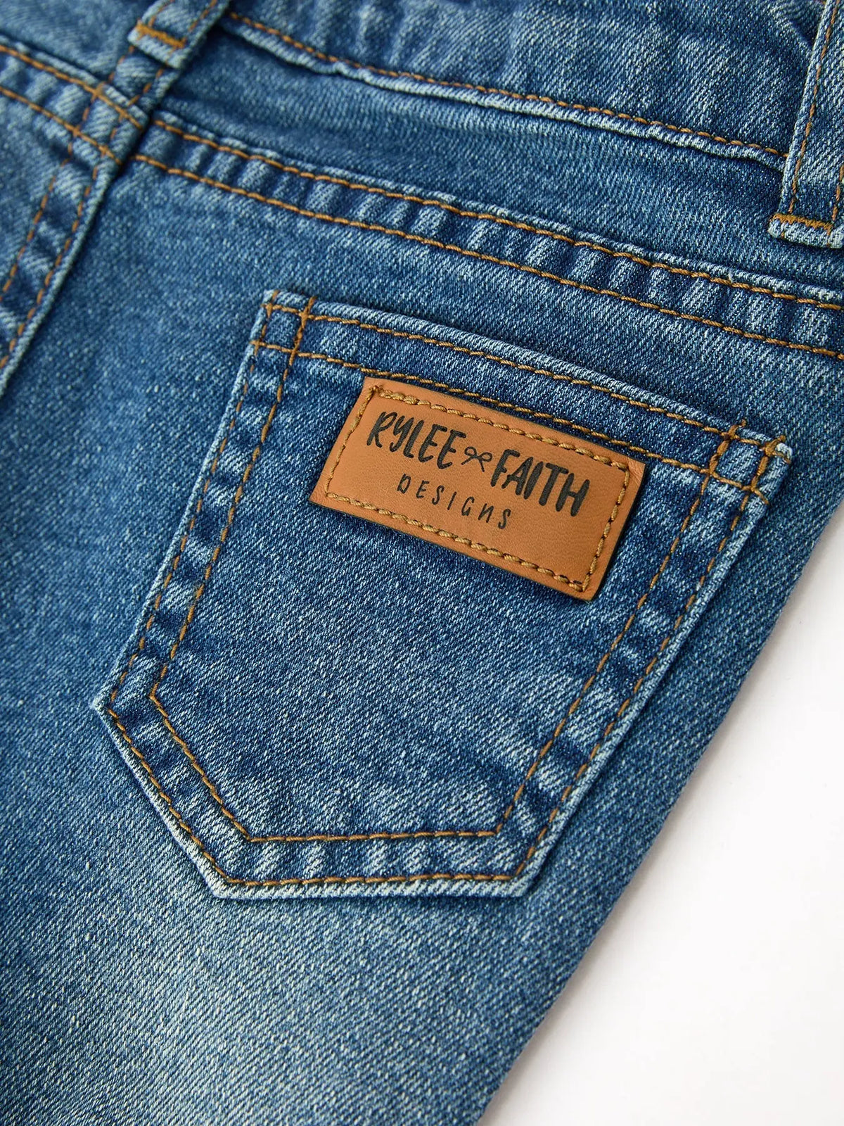 Girls Denim Lace Trim Bell Bottom Jeans Rylee Faith Designs