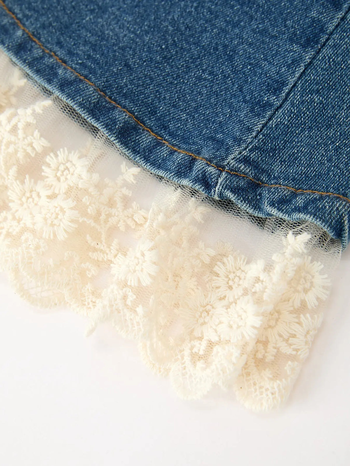 Girls Denim Lace Trim Bell Bottom Jeans Rylee Faith Designs