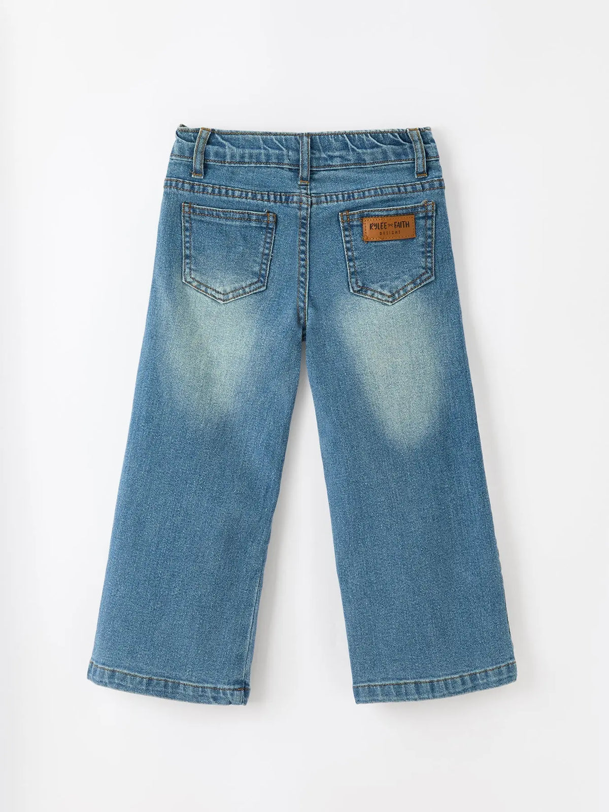 Girls Denim Daisy Lace Trim Wide Leg Jeans Rylee Faith Designs