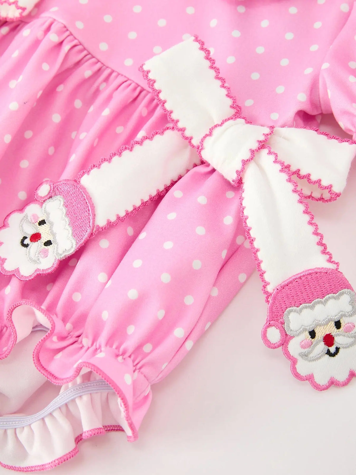 Christmas Baby Girls Santa Bow Peter Pan Collar Romper Rylee Faith Designs