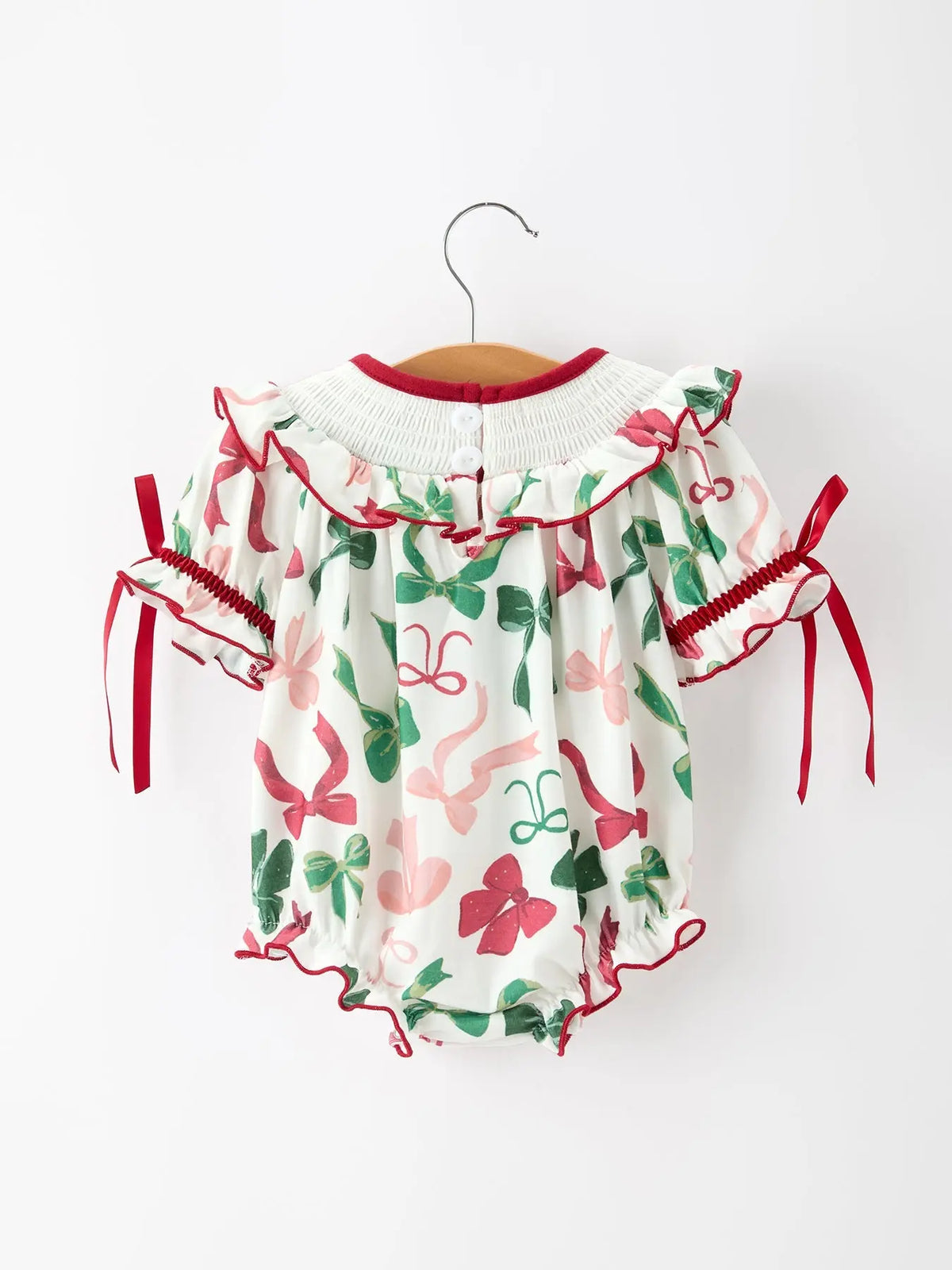 Christmas Baby Girls Holly Jolly Smocked Bubble Romper