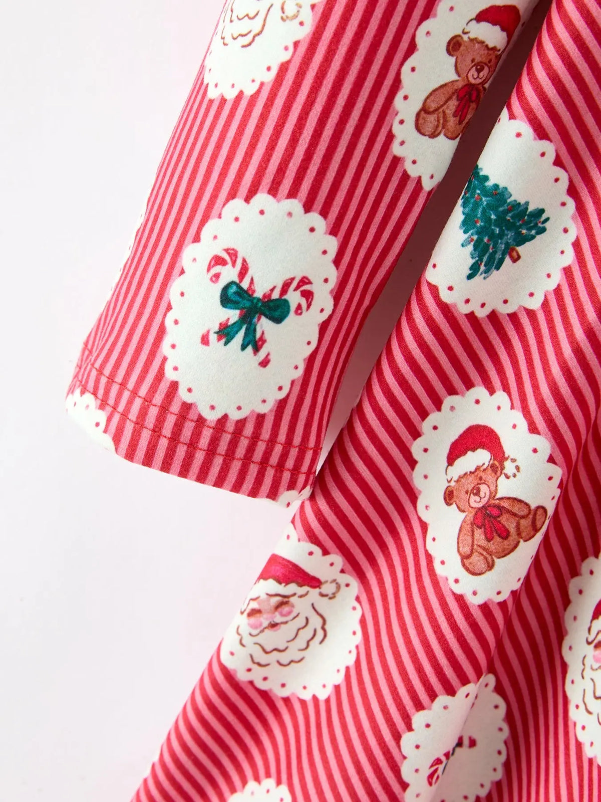 Christmas Girls' Santa and Tree Striped Dress