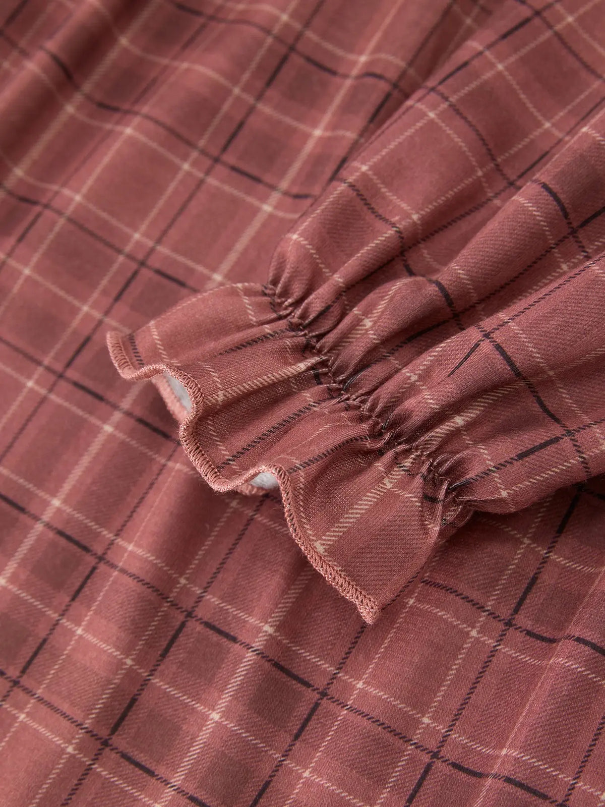 Girls Brown Plaid Lace-Trim Peter Pan Collar Dress