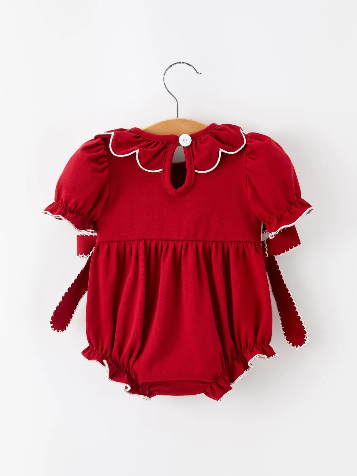 Baby Girls Christmas Reindeer Smocked Bubble Romper