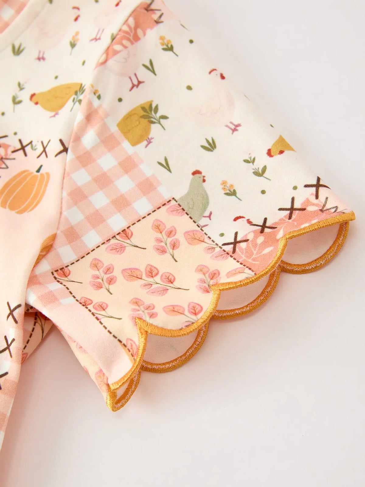 Thanksgiving Pumpkin Patchwork Girls Top And Shorts Outfit