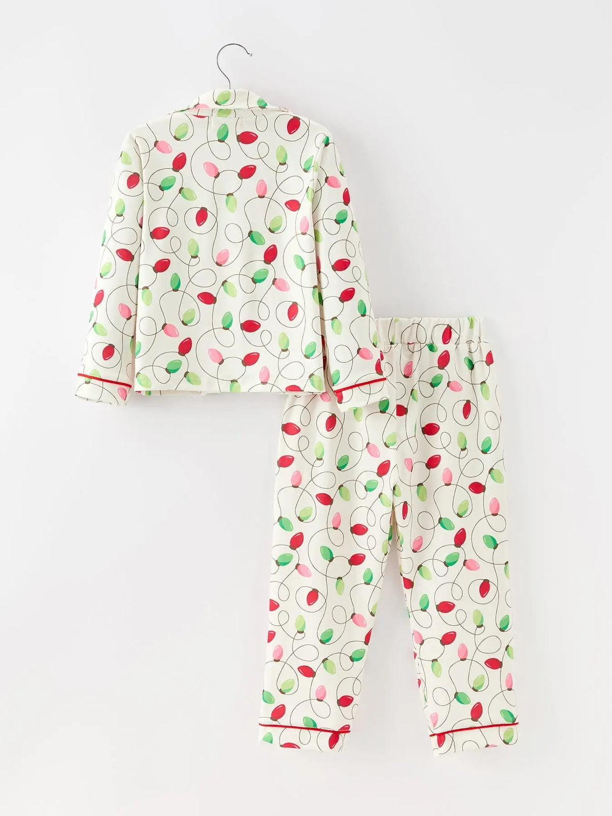 Christmas Lights Print Bow Tie Pajamas Set