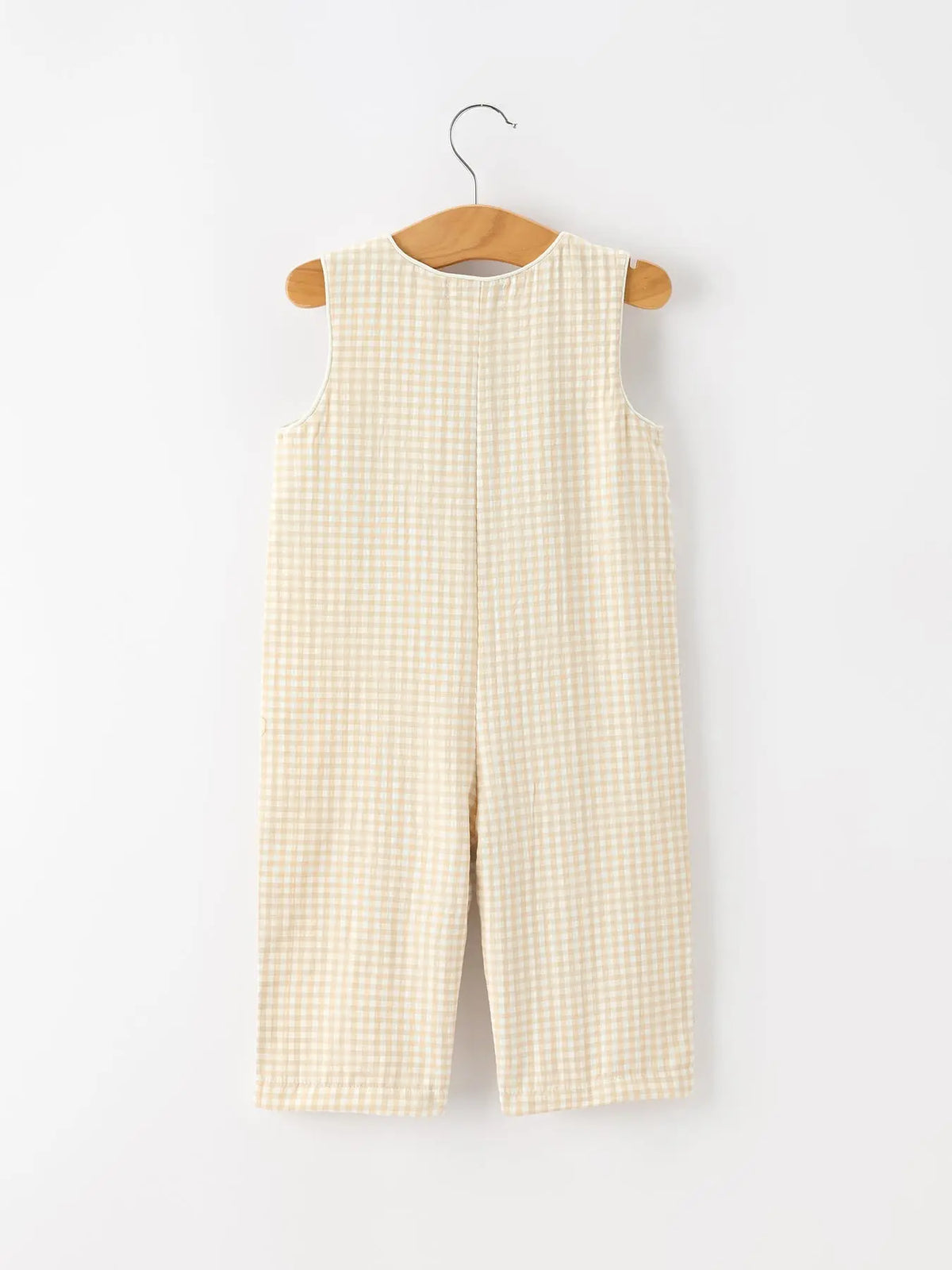 Goose Embroidered Beige Plaid Baby Boys Jonjon