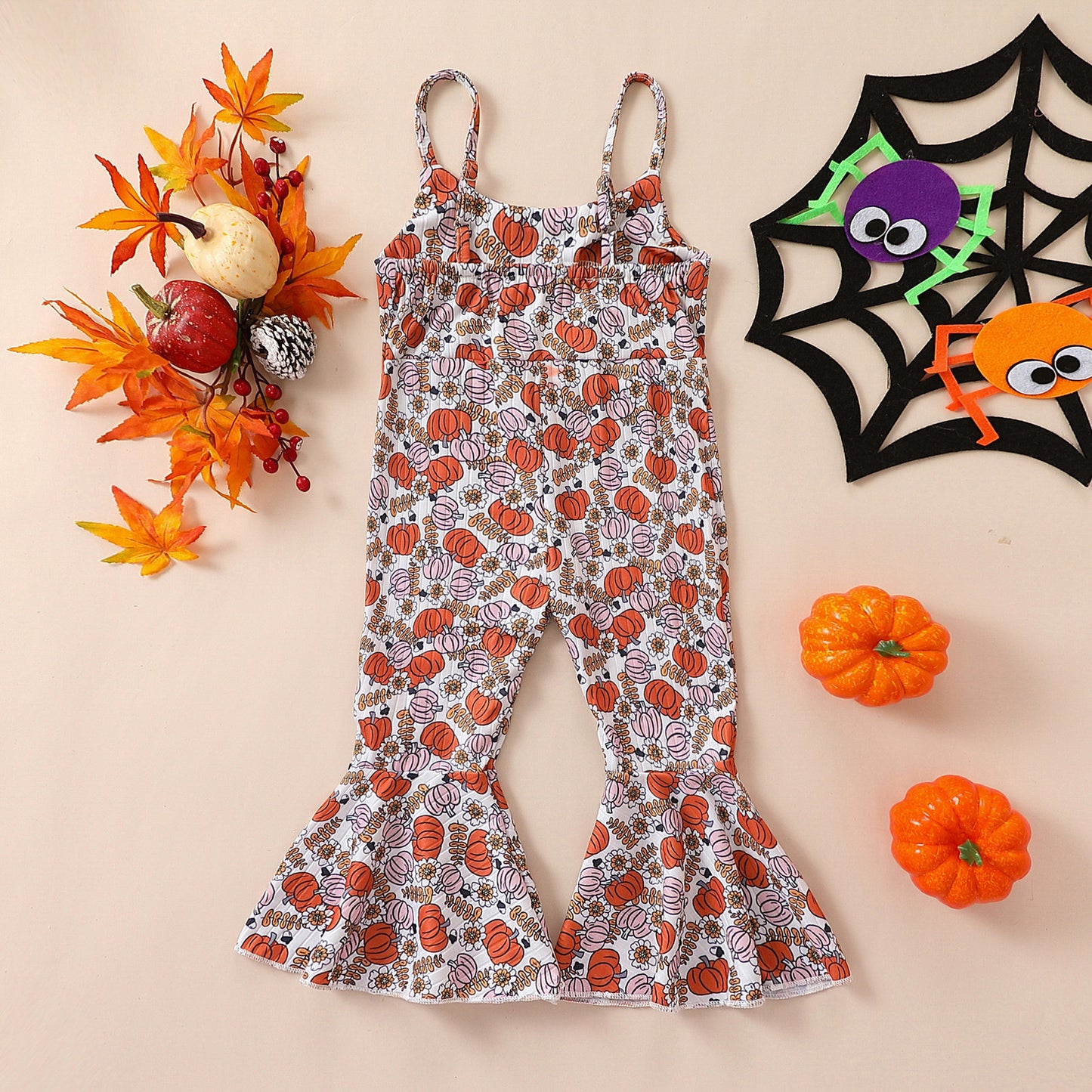 Baby Girl Halloween Pumpkin Suspender Pants