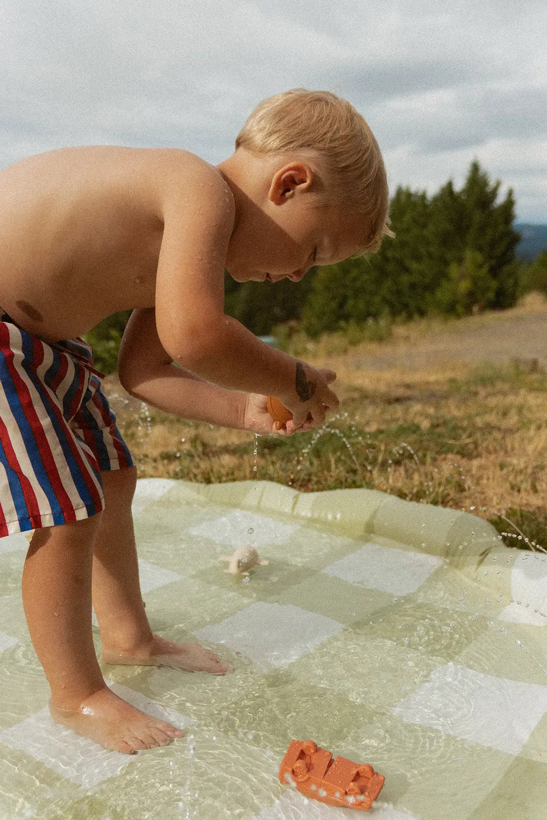Green Gingham Splash Pad