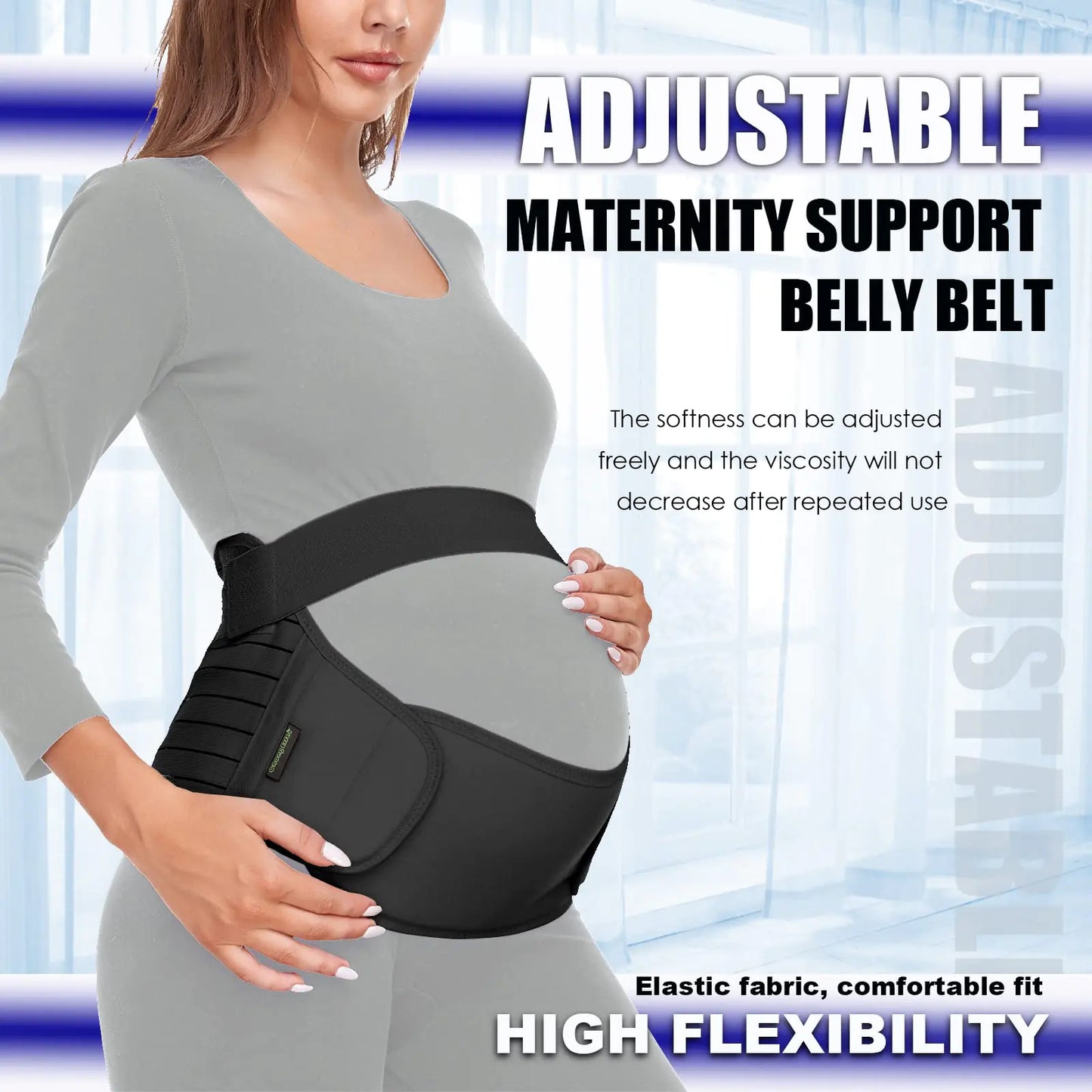 ChongErfei Maternity Belt Pregnancy Belly Band 3 in 1 Maternity Support Belt for Pregnant Back/Pelvic/Hip Pain, Maternity Band Belly Support for Pregnancy (Black, M: Fit Ab 35.5"-47.3") M: Fit Ab 35.5"-47.3" Black