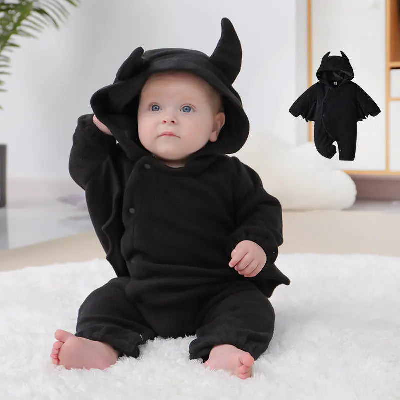 Baby Onesies Baby Halloween Bat Hooded Onesies Little Devil Shaped Onesies Baby Bumpity Boo