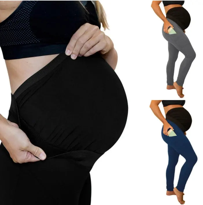 long and high waist side pocket Maternity Pants Baby Bumpity Boo