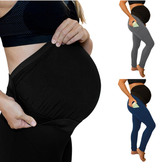 long and high waist side pocket Maternity Pants