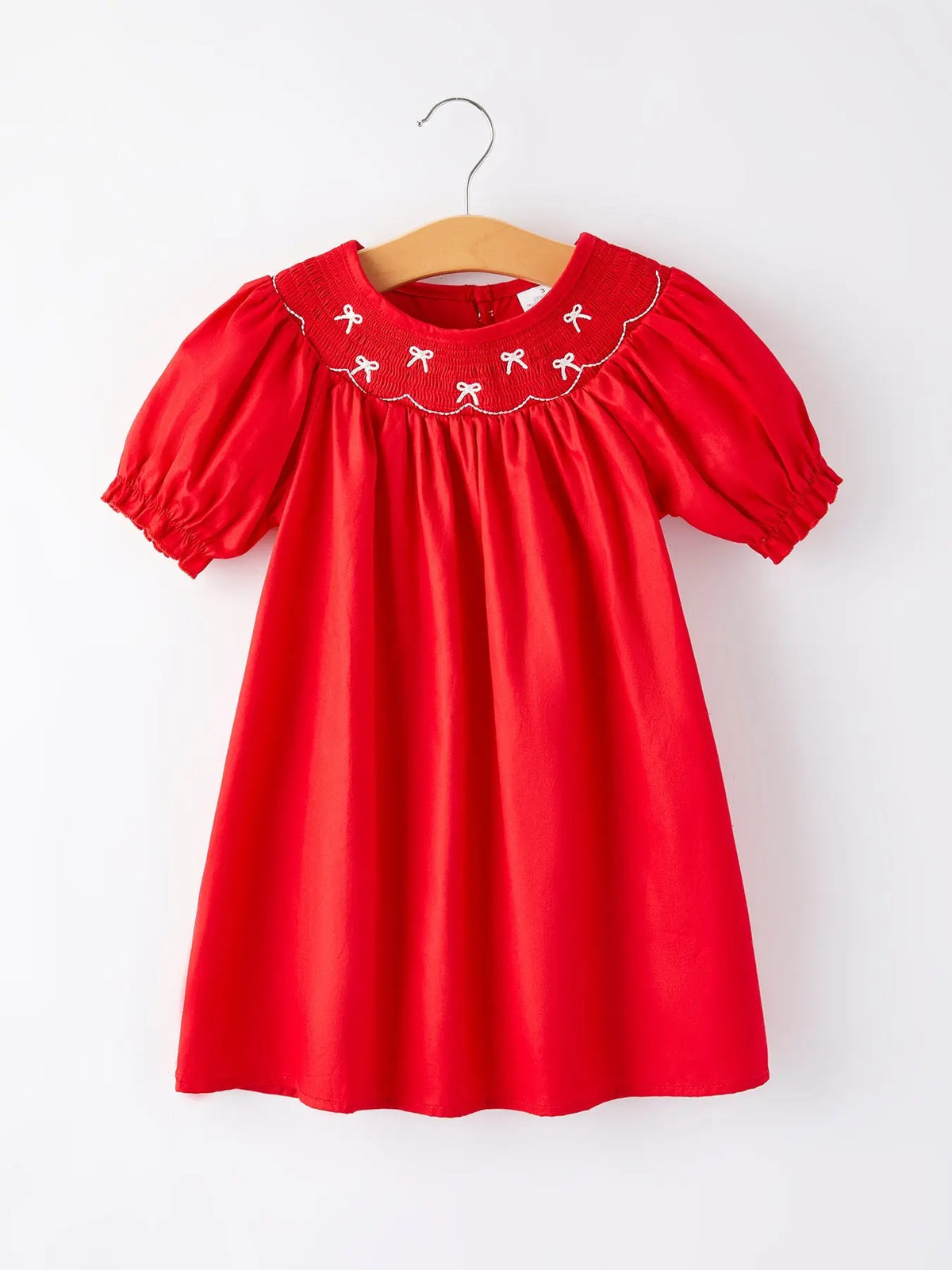 Girls Bow Smocking Embroidered Red Dress Rylee Faith Designs