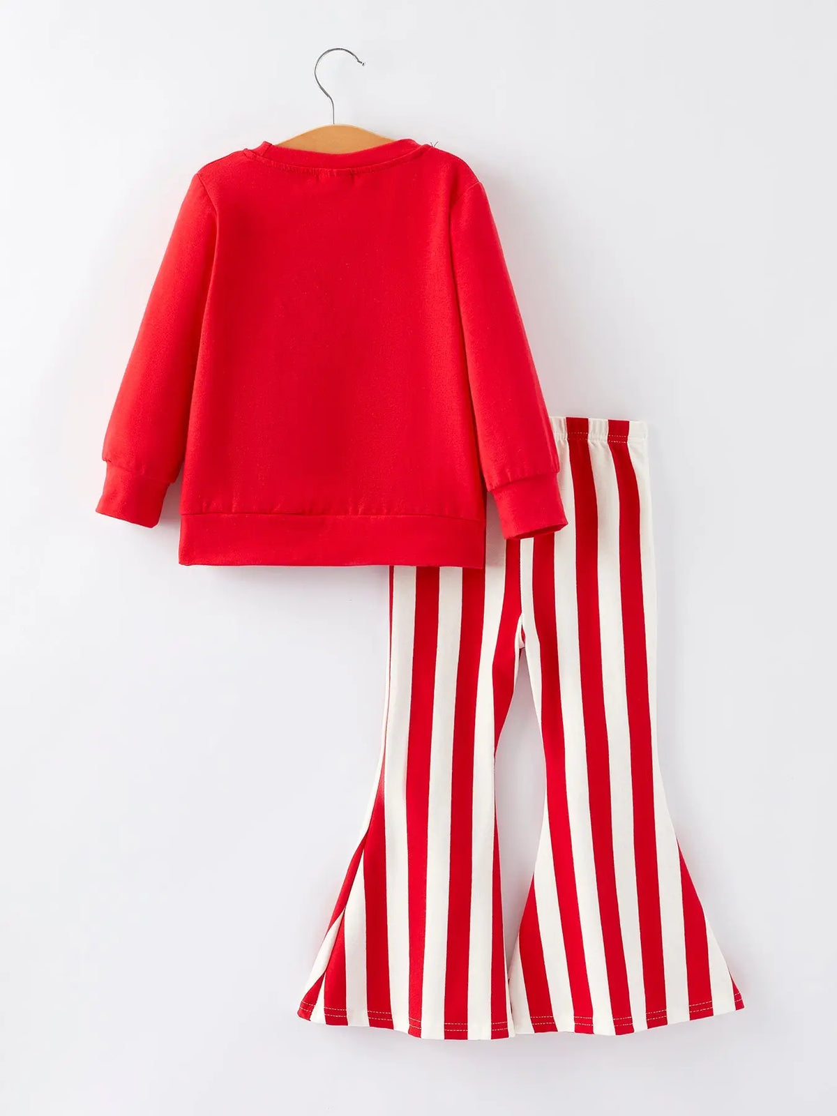 Christmas “MERRY” Applique Girls Striped Bell-bottom Pants Outfit Set Rylee Faith Designs
