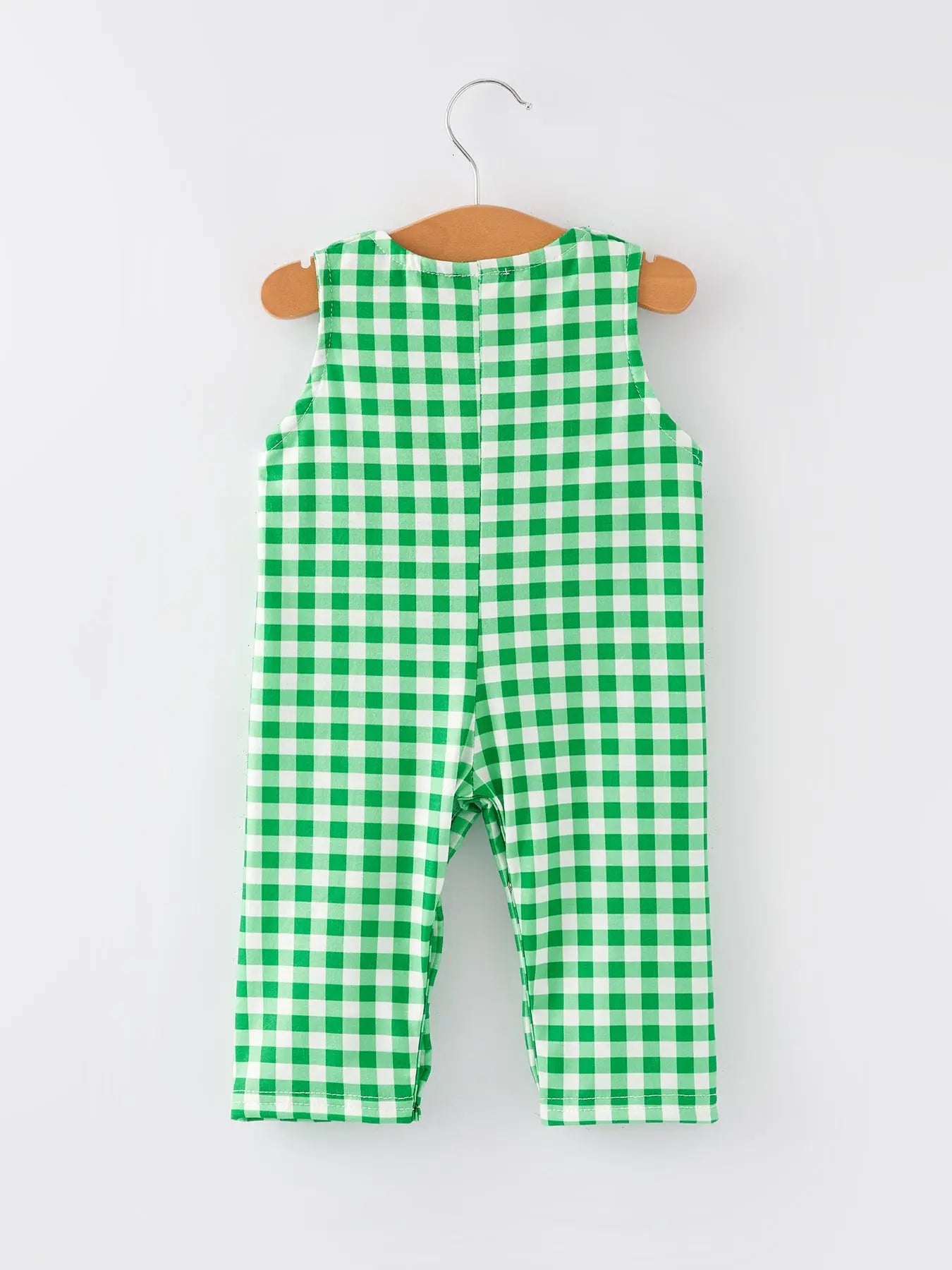 St. Patrick's Day  shamrock Smocking Embroidered Green Plaid Boys' Romper Rylee Faith Designs