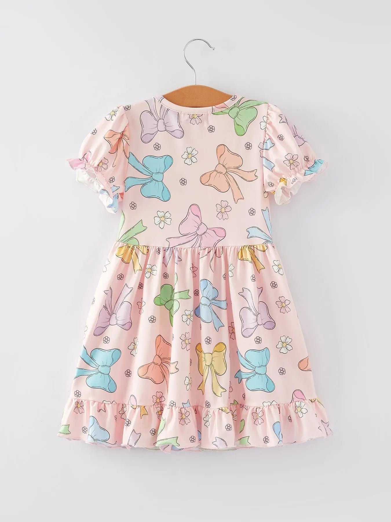 Colorful Bow Print Ruffles Girls Dress Rylee Faith Designs