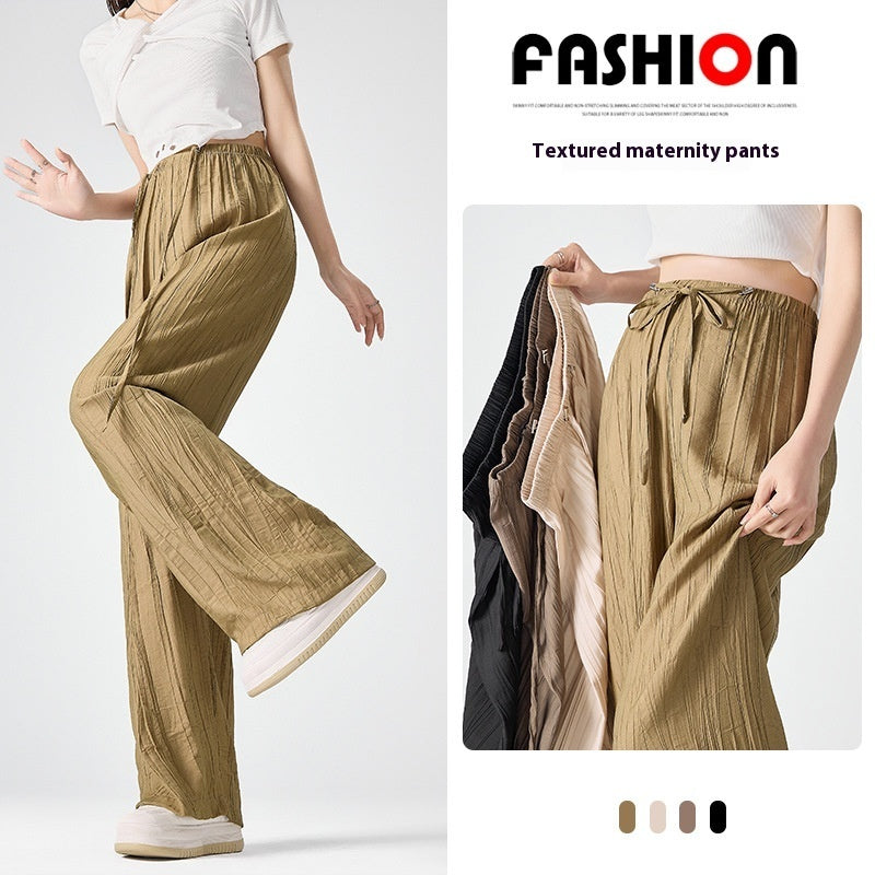 Maternity Pants Summer Drawstring Leisure Straight-leg Pants