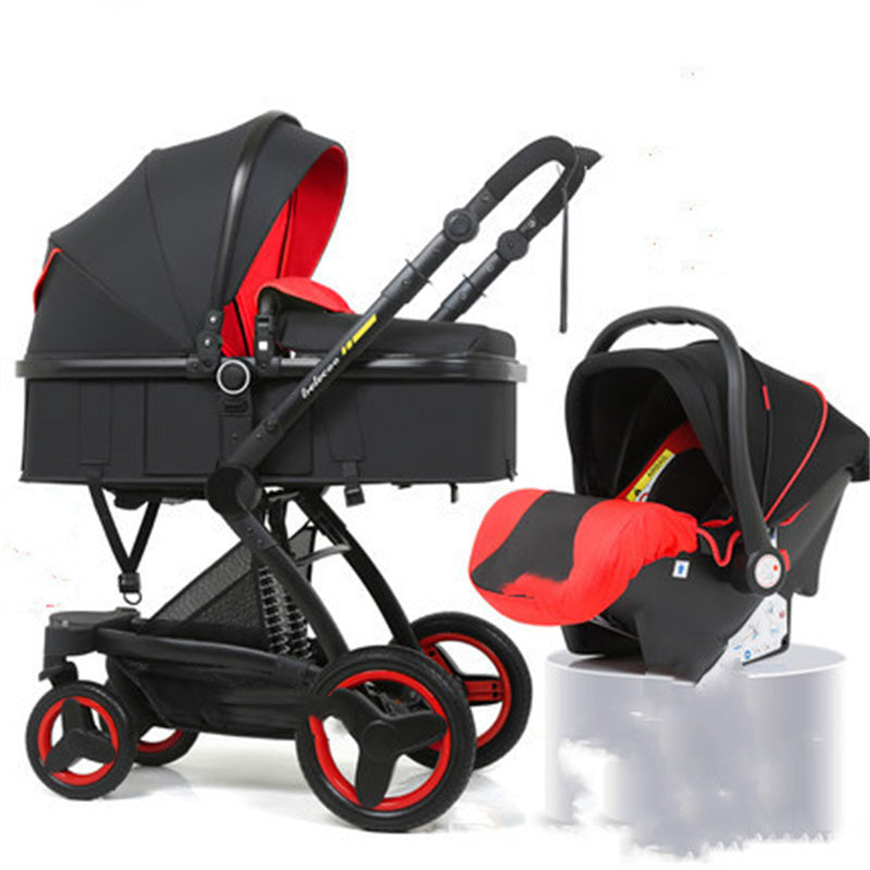 High Landscape Baby Stroller Basket Can Sit And Lie Folded