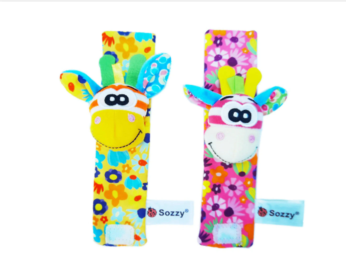 Cartoon Plush Socks Wrist Strap Rattles