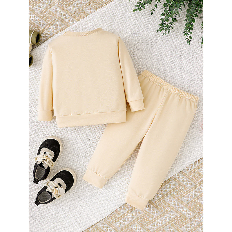 2Pcs Christmas Outfits MERRY Christmas Letter Print Round Neck Long Sleeve Sweatshirt & Pants Set