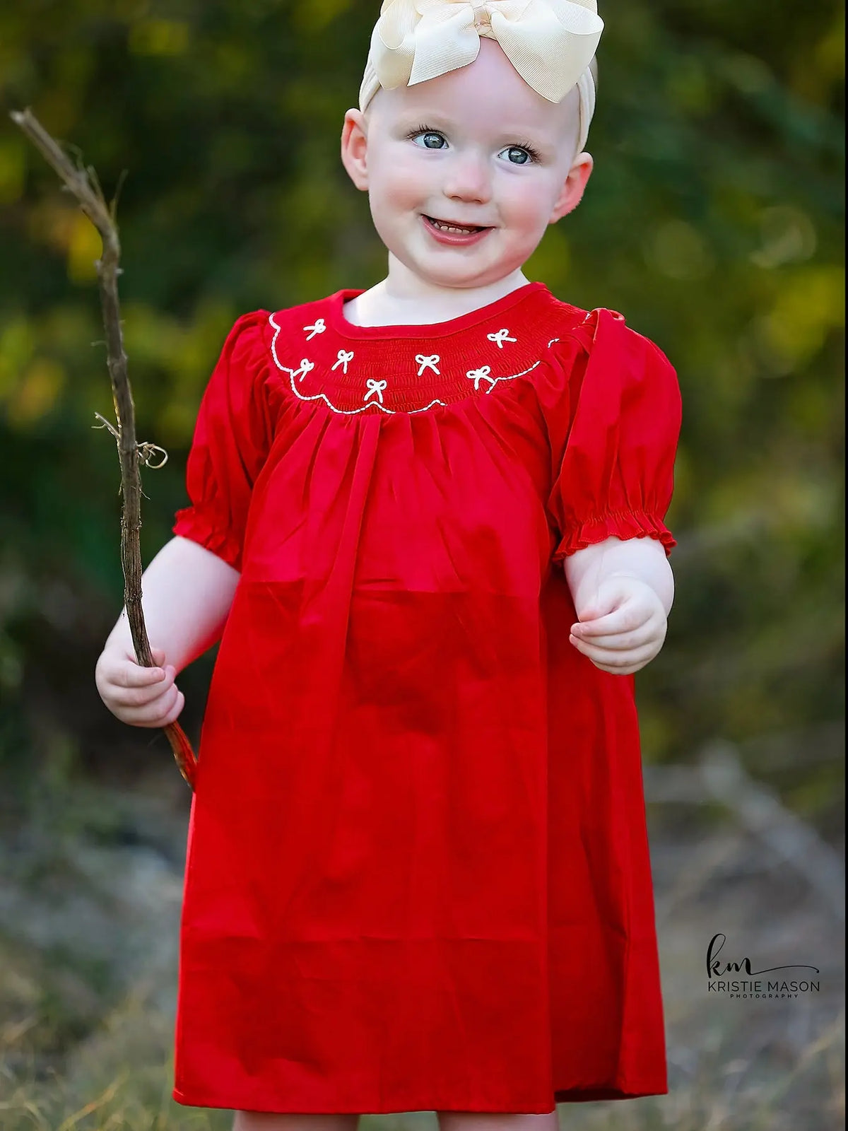 Girls Bow Smocking Embroidered Red Dress Rylee Faith Designs