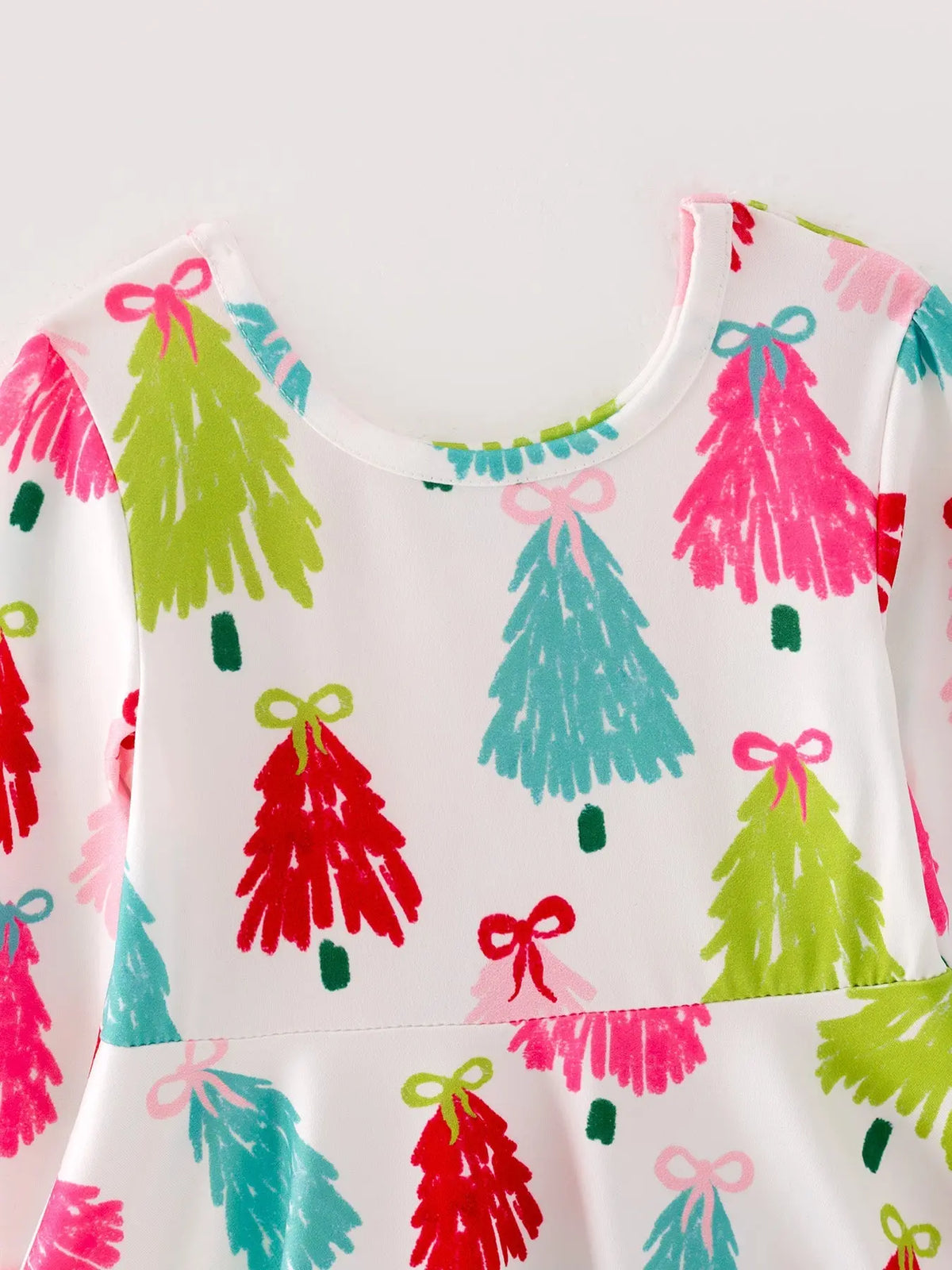 Christmas Tree Print Long Sleeve Dress Rylee Faith Designs