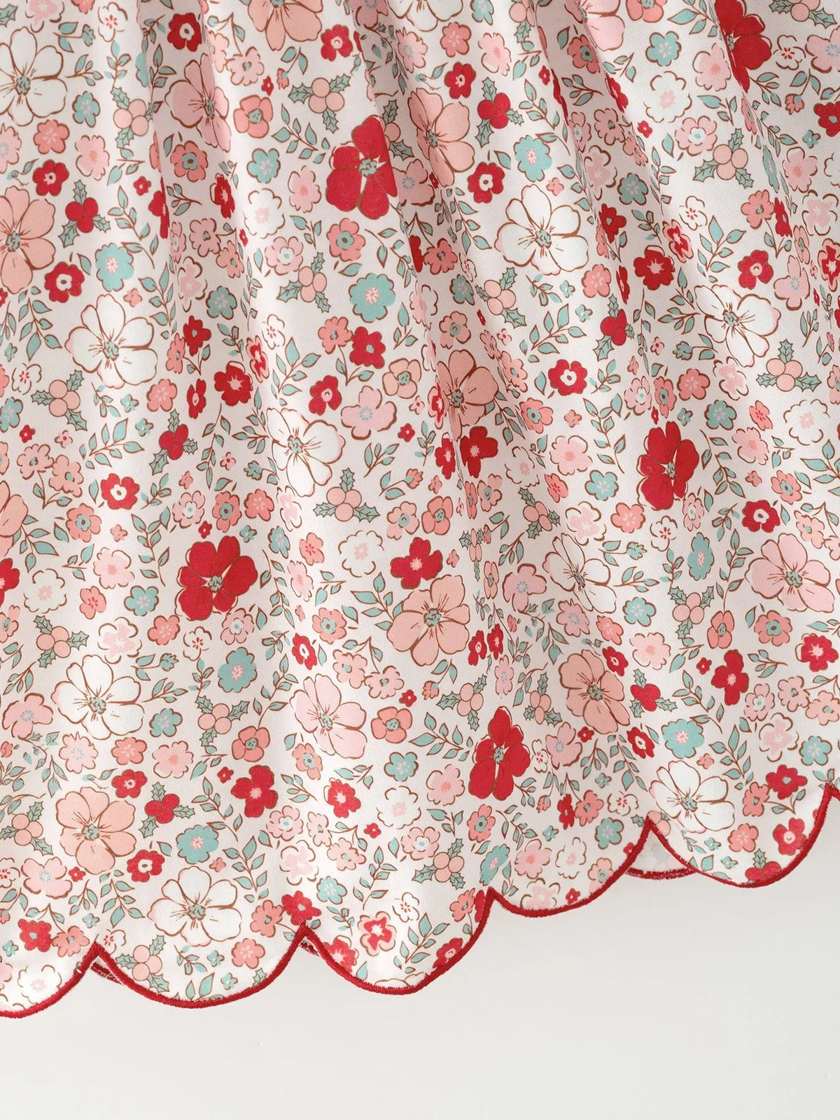 Christmas Red Floral Girls Dress Candy Cane Bow Embroidery Dress Rylee Faith Designs