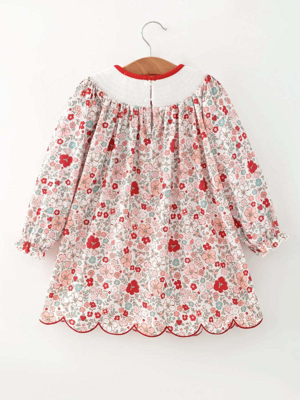 Christmas Red Floral Girls Dress Candy Cane Bow Embroidery Dress Rylee Faith Designs