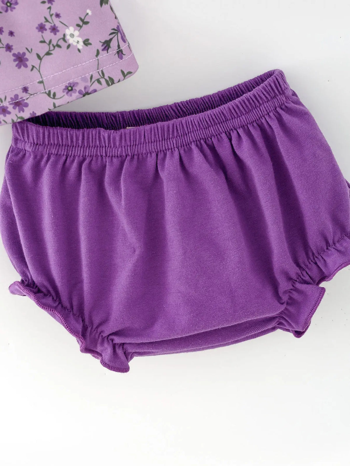 Floral Girls Outfit Set Purple Puff Sleeve Top Bloomers Set Rylee Faith Designs