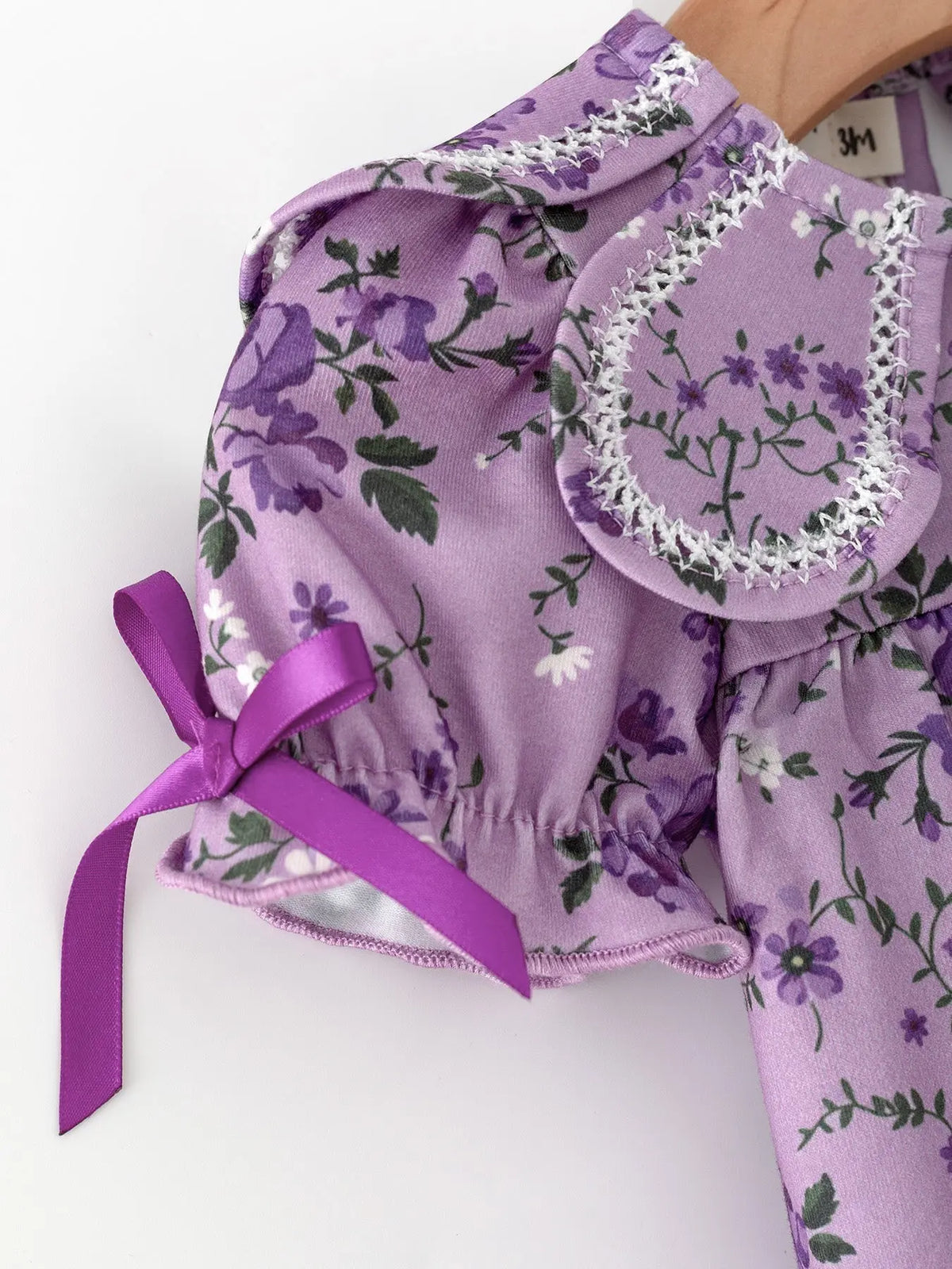 Floral Girls Outfit Set Purple Puff Sleeve Top Bloomers Set Rylee Faith Designs