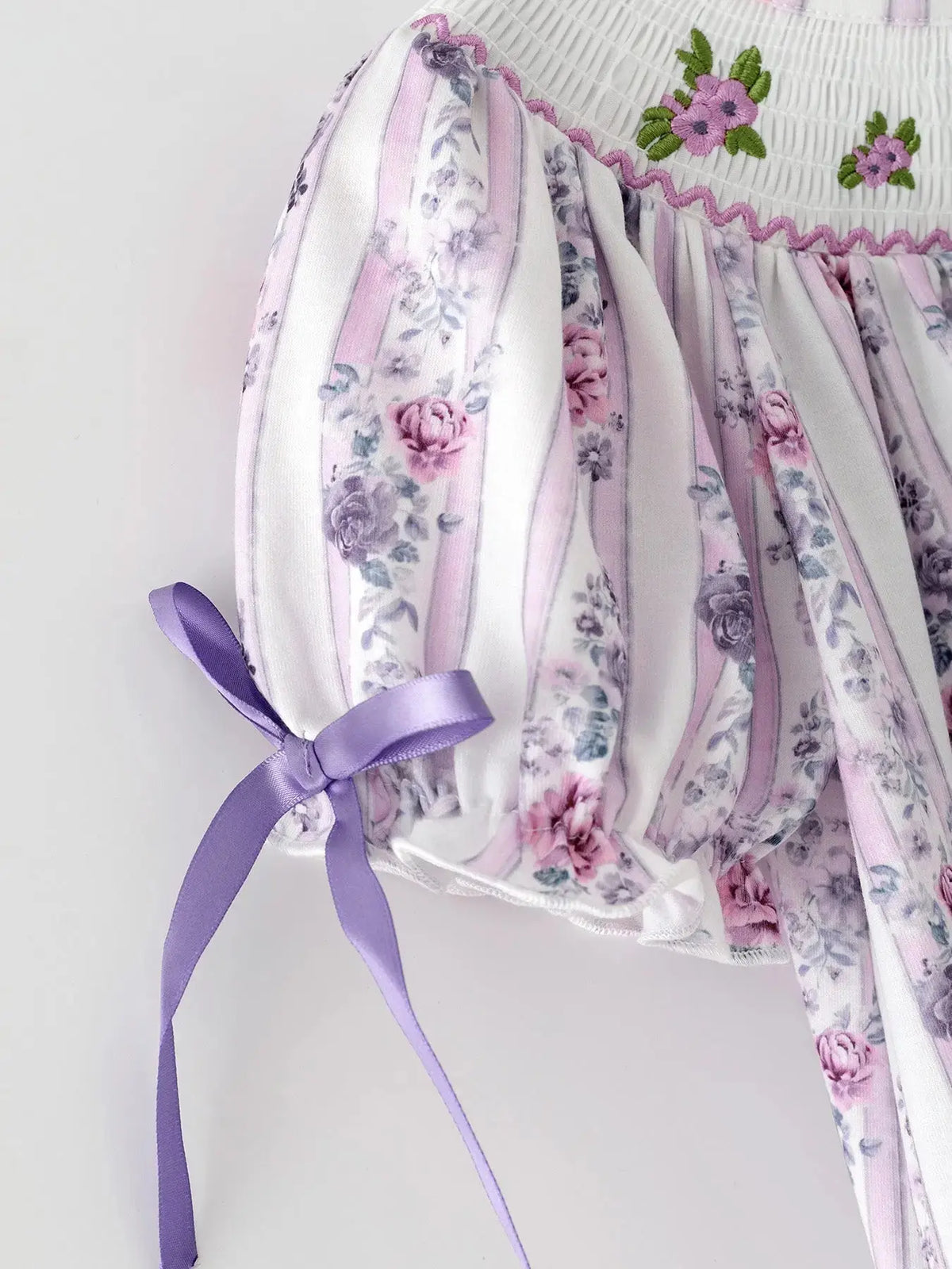 Fall Purple Floral Smocked Embroidered Girl Dress Rylee Faith Designs