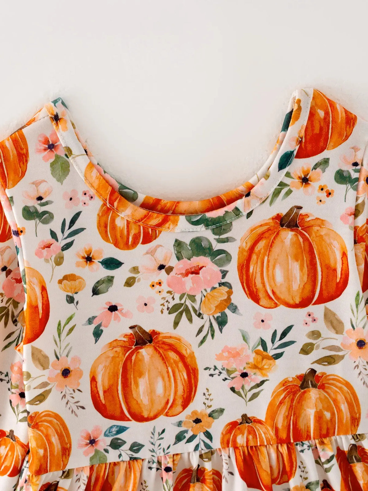 Girls Halloween Pumpkin Print Long Sleeve Dress Rylee Faith Designs