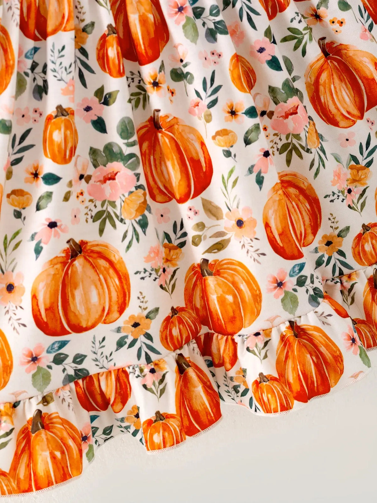 Girls Halloween Pumpkin Print Long Sleeve Dress Rylee Faith Designs